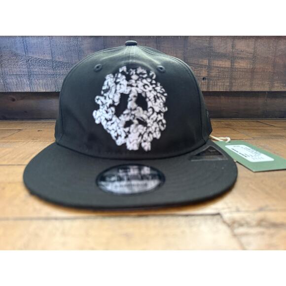 Denim Tears Hat Cap Snap Back Peace Wreath Black Embroidered New Era 9Fifty OS - Picture 1 of 7